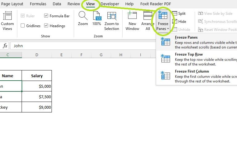 Freeze-a-raw-in-excel